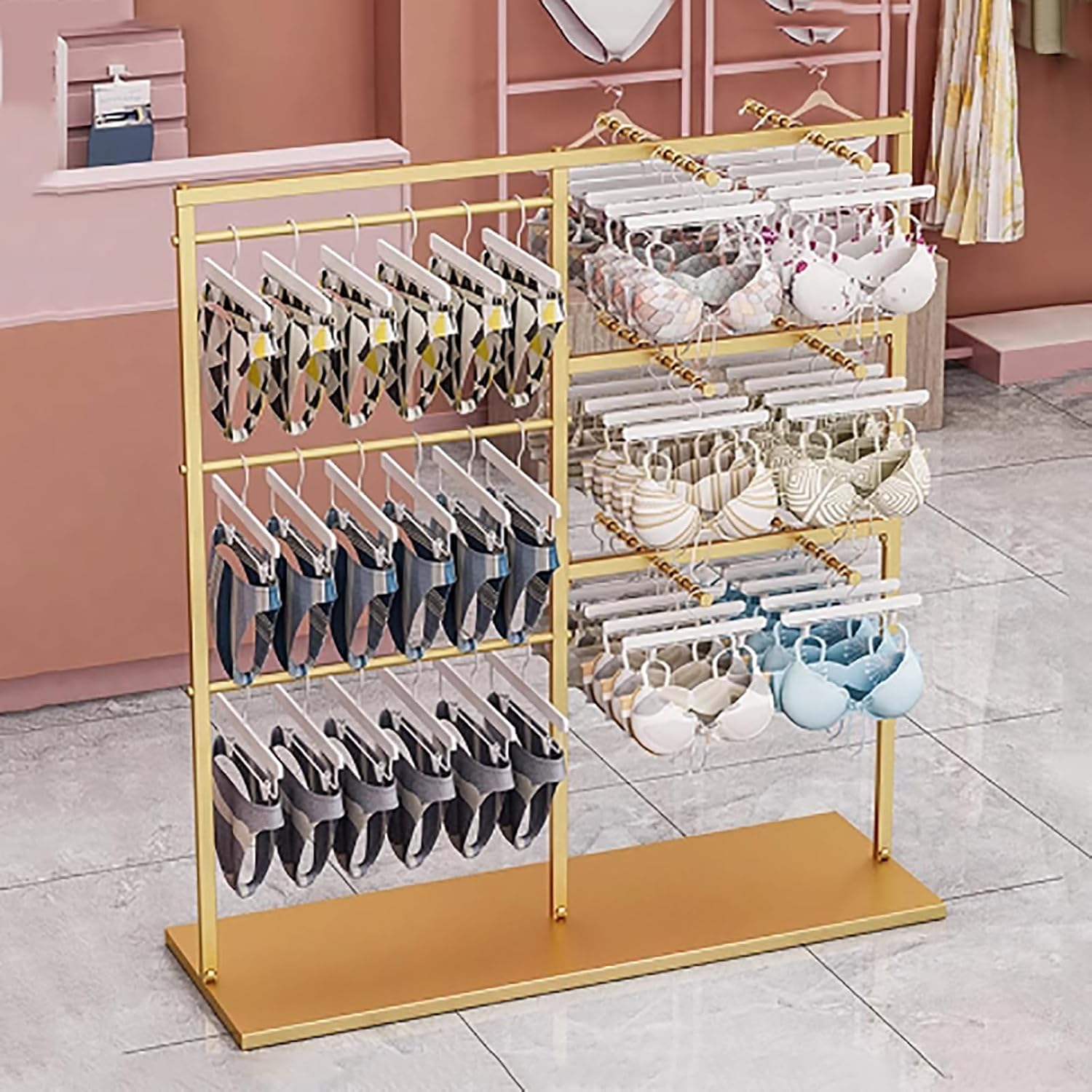 Adjustable Heavy-Duty Freestanding Metal Garment Rack - Retail Display Stand for Shirts, Bras, Scarves & Accessories - Ideal for Clothing Boutique Supplies