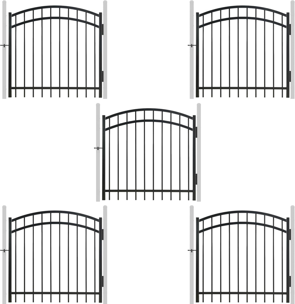 Fencer Wire Heavy Duty Arched Decorative Fence Gate, 4FT Height x 4FT Width Outdoor Fence Gate, Outdoor Anti-Rust Metal Steel Gate for Fencing Garden Barrier, with Gate Lock, Pack of 5