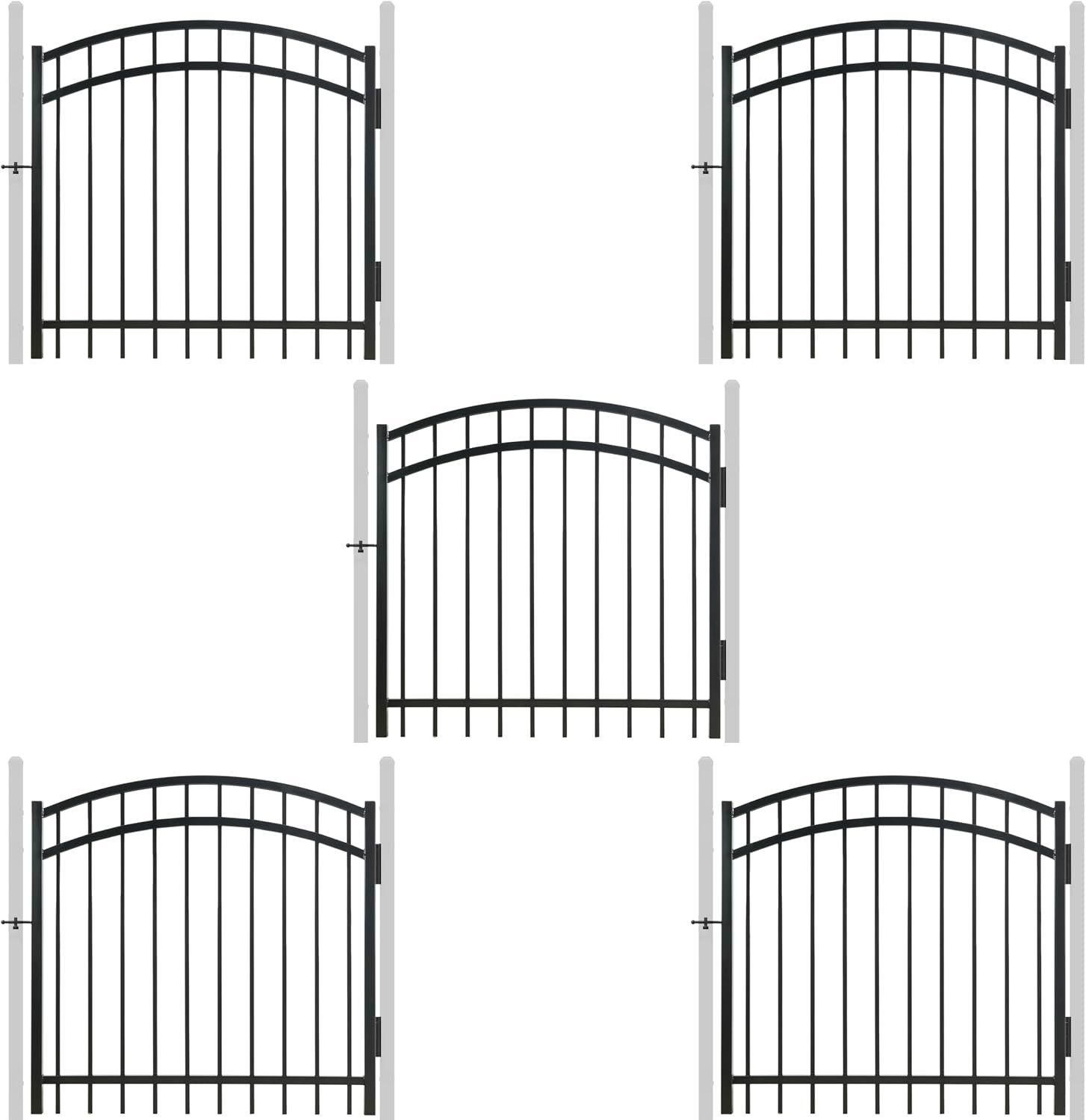 Fencer Wire Heavy Duty Arched Decorative Fence Gate, 4FT Height x 4FT Width Outdoor Fence Gate, Outdoor Anti-Rust Metal Steel Gate for Fencing Garden Barrier, with Gate Lock, Pack of 5