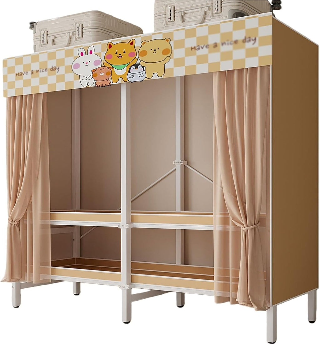 Foldable Clothe Rack With Cover,Portable Closets,Heavy-Duty Portable Closet Wardrobe,Freestanding Garment Rack,for Hanging(Orange,216 * 170 * 50)