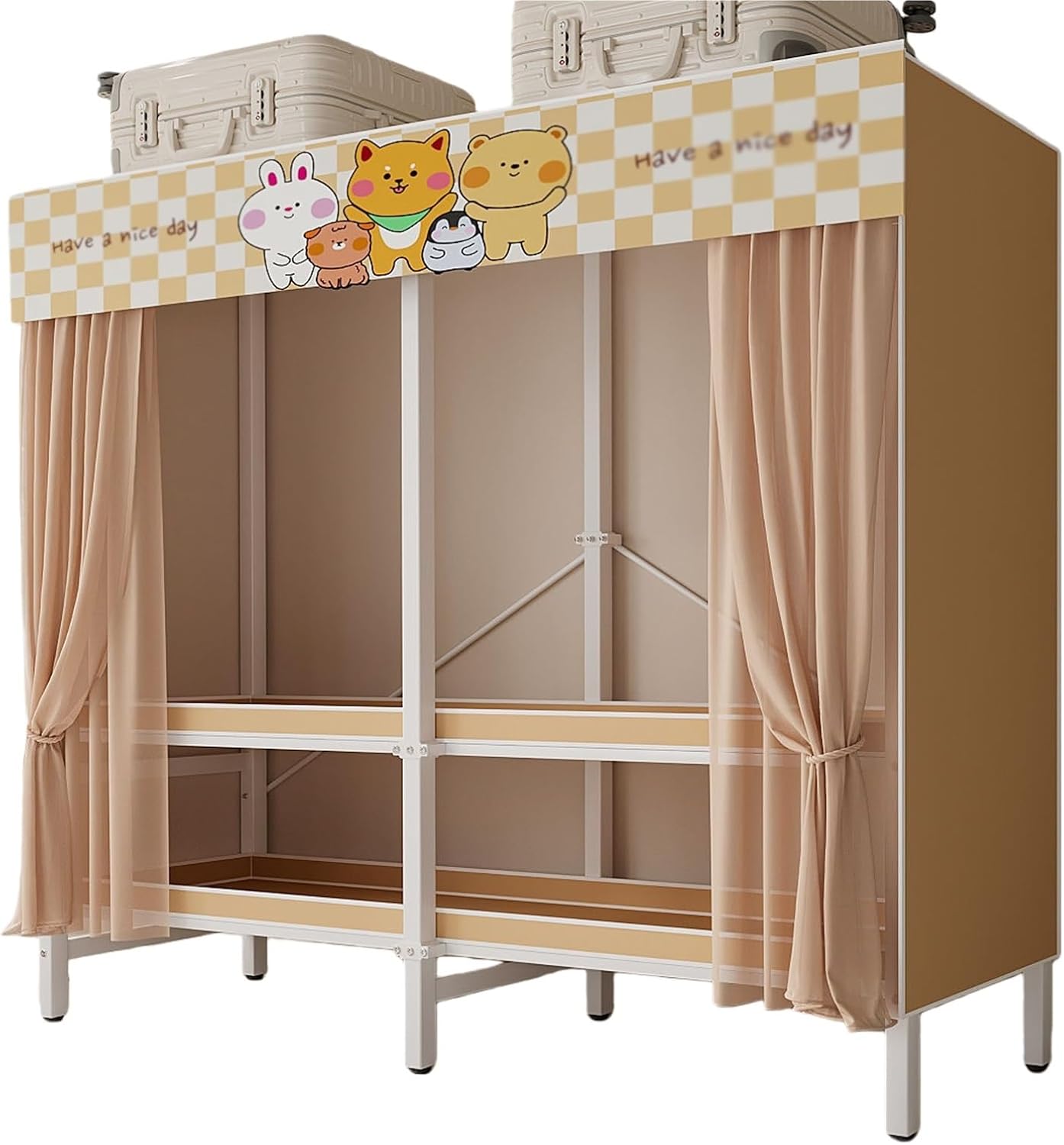 Foldable Clothe Rack With Cover,Portable Closets,Heavy-Duty Portable Closet Wardrobe,Freestanding Garment Rack,for Hanging(Orange,216 * 170 * 50)