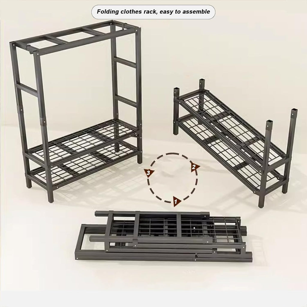 Large Heavy-Duty Portable Wardrobe Closet Rack with Cover - Rolling Freestanding Clothes Organizer System for Hanging Clothes