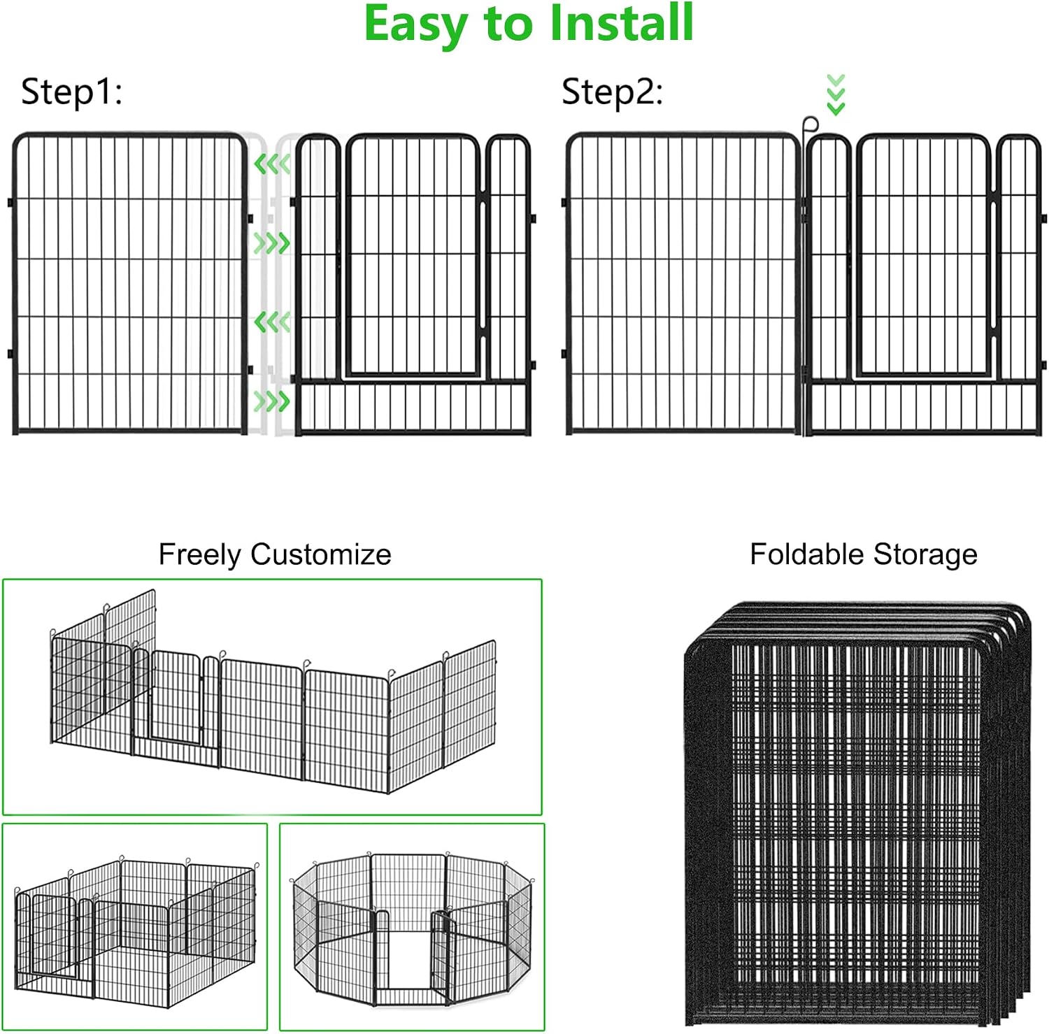No Dig Decorative Garden Fence with Gate Rustproof Metal Fence Panels, 40in(H) x 27Ft(L) Garden Fencing for Yard 10 Panels Animal Barrier Fence for Dogs, Rabbit, Patio