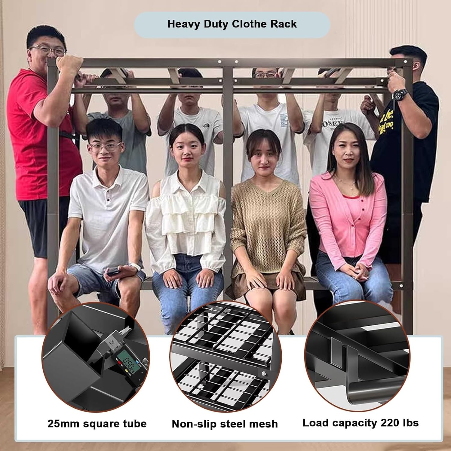 Large Capacity Closet Rack Heavy Duty Clothe Rack With Cover Load 2000lbs Foldable Portable Wardrobe Closets For Hanging Clothes Freestanding Clothing Garment Rack Wardrobe Clothes Organizer(125cm/49.