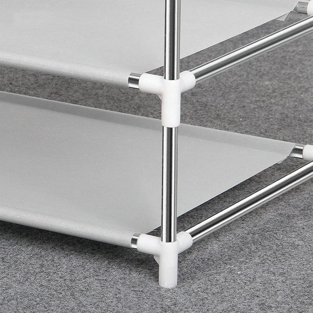 Clothes Organizer Free-Standing Closet Garment Rack Metal Rod Clothes Wardrobe Metal Rod Clothes Rack Closet Storage Organizer （Without Cover） Portable Closet