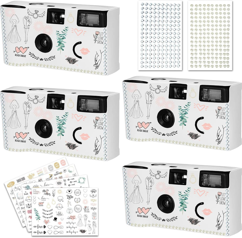 Copkim 8 Pack Disposable Camera for Wedding 35 mm Film Single Use Camera with Flash Disposable White Cameras One Time DIY for Wedding Anniversary, Travel, Camp, Party Supply