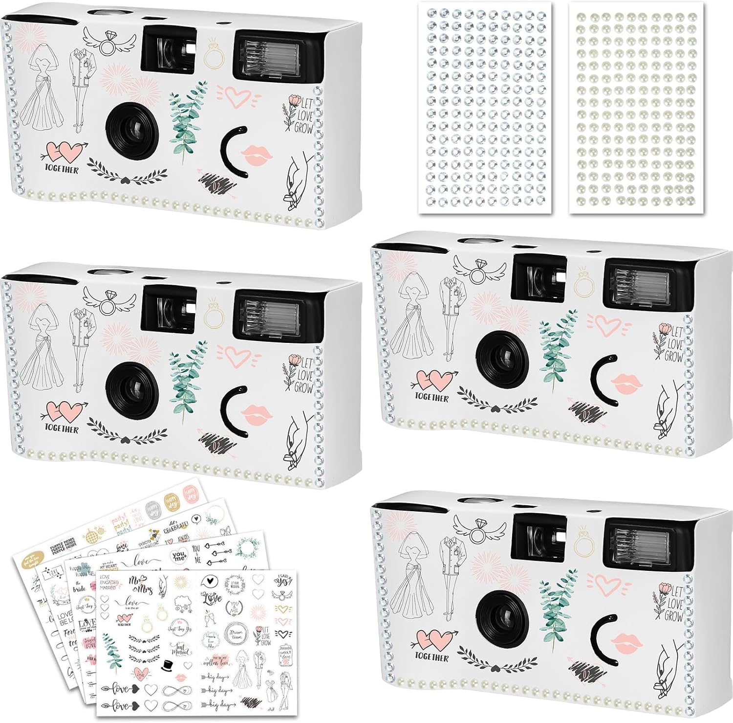 Copkim 8 Pack Disposable Camera for Wedding 35 mm Film Single Use Camera with Flash Disposable White Cameras One Time DIY for Wedding Anniversary, Travel, Camp, Party Supply