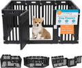 BIRDROCK HOME Dog Playpen w/Door, 12 Panel, 25.6in H | Strong Plastic, Non-Slip Puppy Playpen, Secure Pet Gate | Indoor Outdoor Fence | Configurable Panels | Small to Medium Pets - Black