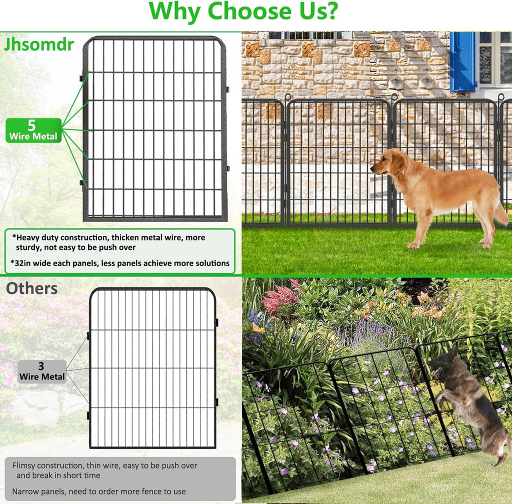 No Dig Decorative Garden Fence with Gate Rustproof Metal Fence Panels, 40in(H) x 101Ft(L) Garden Fencing for Yard 38 Panels Animal Barrier Fence for Dogs, Rabbit, Patio