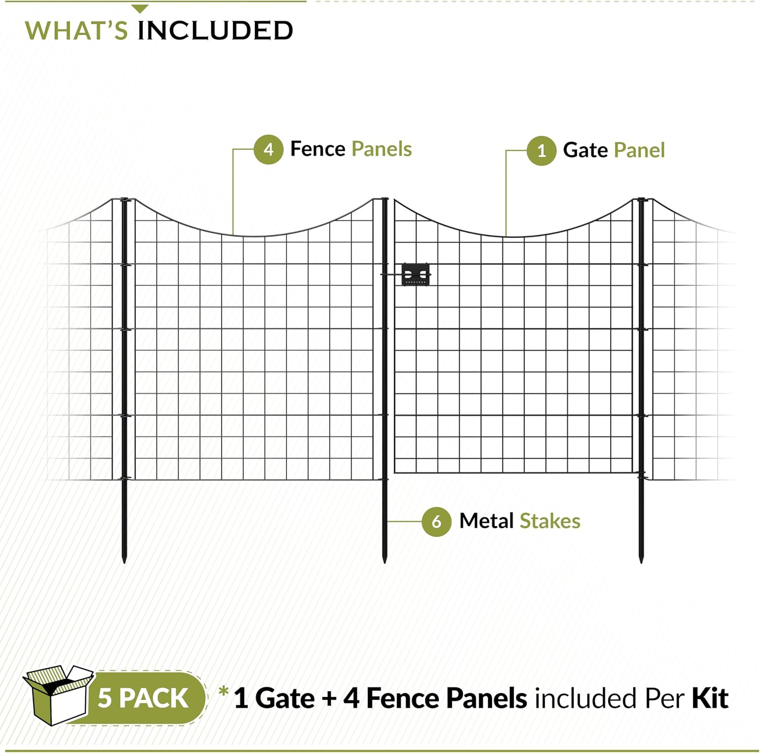 39in H (4 Fence Panels + 1 Gate) No Dig Easy Install Zippity Black Metal Fence, Decorative Garden Barrier for Dogs, Temporary Animal Enclosure, Yard Border Panels, WF29014