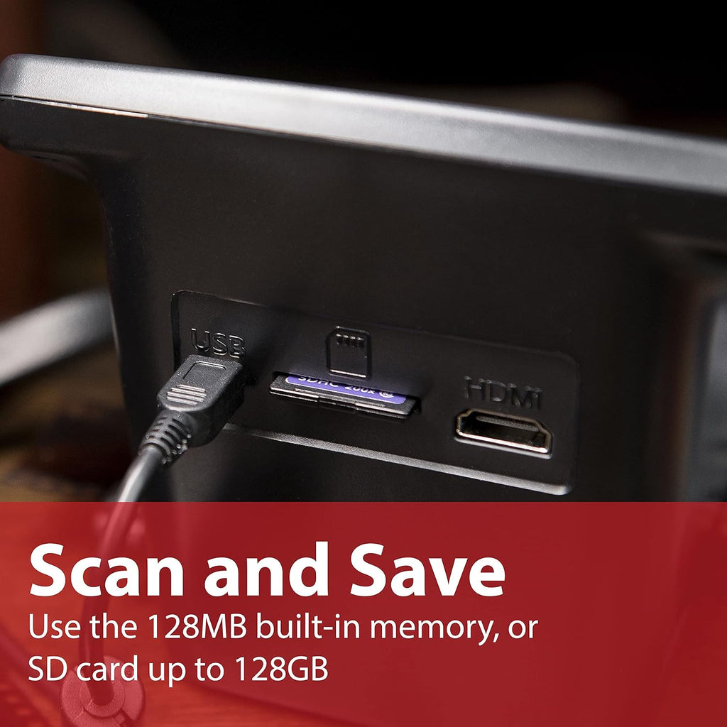 Magnasonic All-in-One 24MP Film Scanner with Large 5' Display & HDMI, Converts 35mm/126/110/Super 8 Film & 135/126/110 Slides into Digital Photos, Built-in Memory with a HDMI Cable