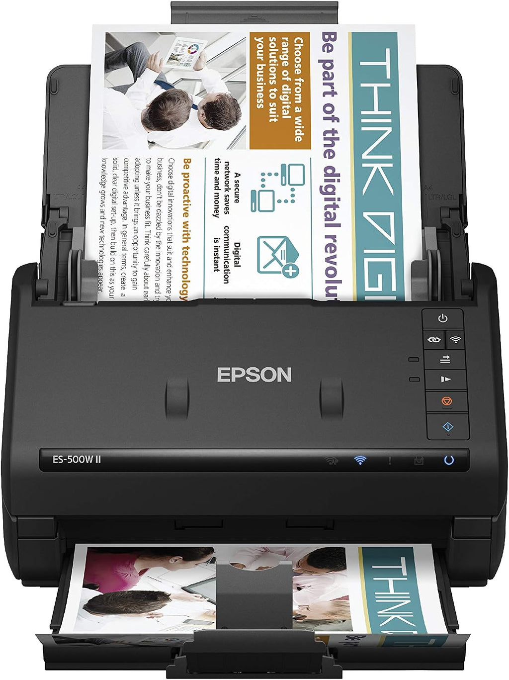 Epson Workforce ES-500W II Wireless Color Duplex Desktop Document Scanner for PCand Mac with Auto Feeder (ADF), Scan from Smartphone or Tablet