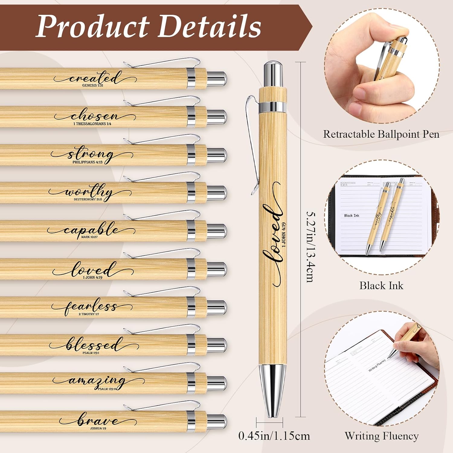 Spakon 200 Pcs Father's Day Christian Gifts Bulk Leather Prayer Journal Religious Scripture Notebook with Bible Verse Pens for Graduation Coworker Women Men Church Members (English Bible Words)