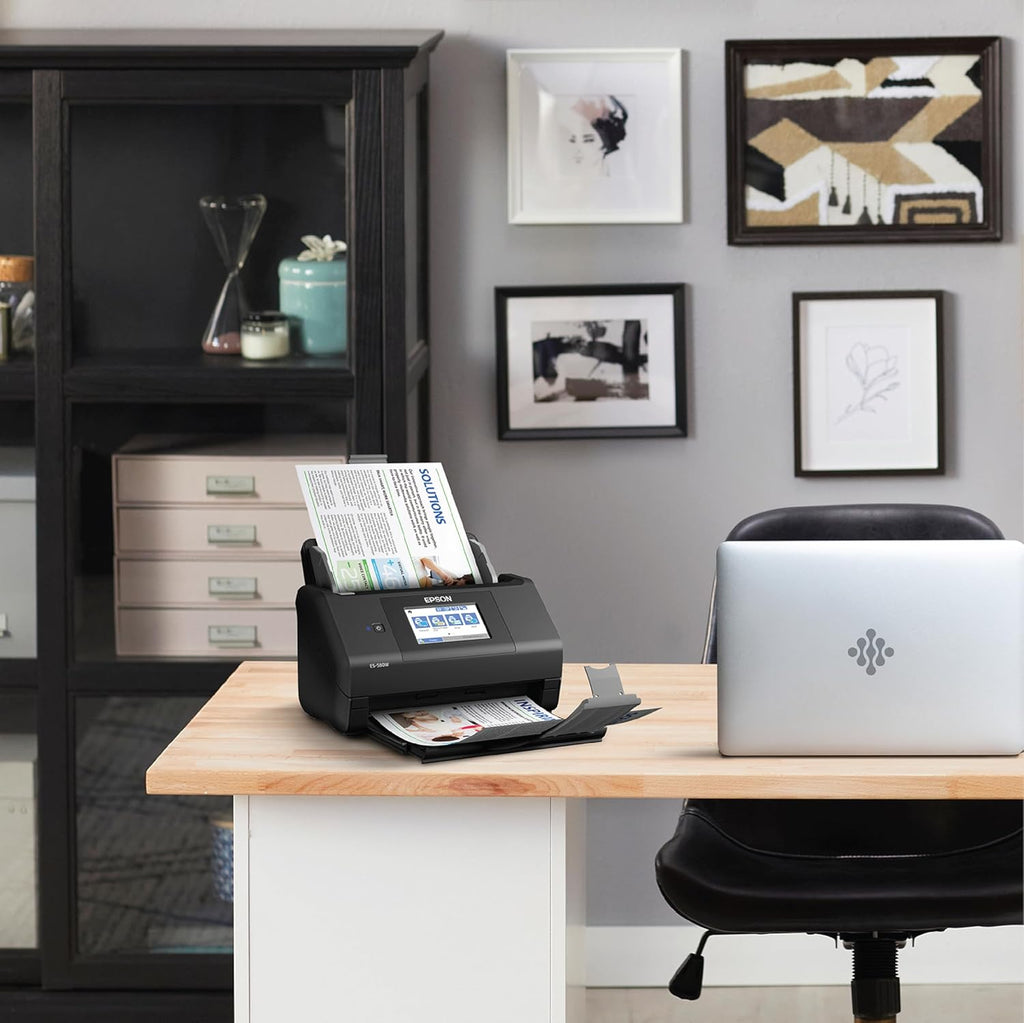 Epson Workforce ES-580W Wireless Color Duplex Desktop Document Scanner for Computers Including PC and Mac with 100 Sheet ADF Auto Feeder and Intuitive 4.3 in Touchscreen, Black
