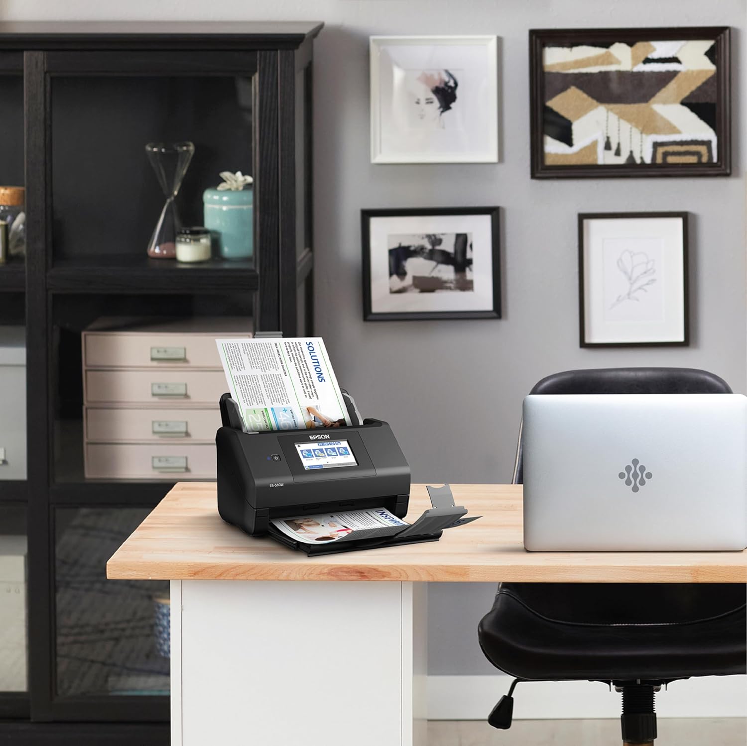Epson Workforce ES-580W Wireless Color Duplex Desktop Document Scanner for Computers Including PC and Mac with 100 Sheet ADF Auto Feeder and Intuitive 4.3 in Touchscreen, Black