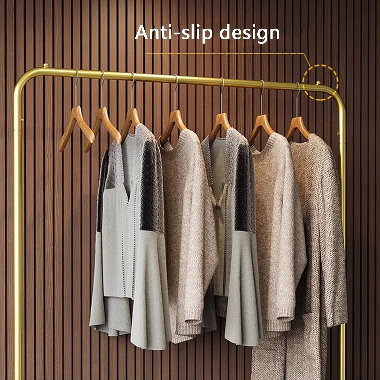 Heavy duty Garment rack Modern Heavy Duty Clothes Rail With Wheels, Rolling Clothing Rack For Hanging Clothes, Freestanding Coat Rack For Bedroom And Living Room, 280 Lb Load Capac (Gold 80X40X155CM)