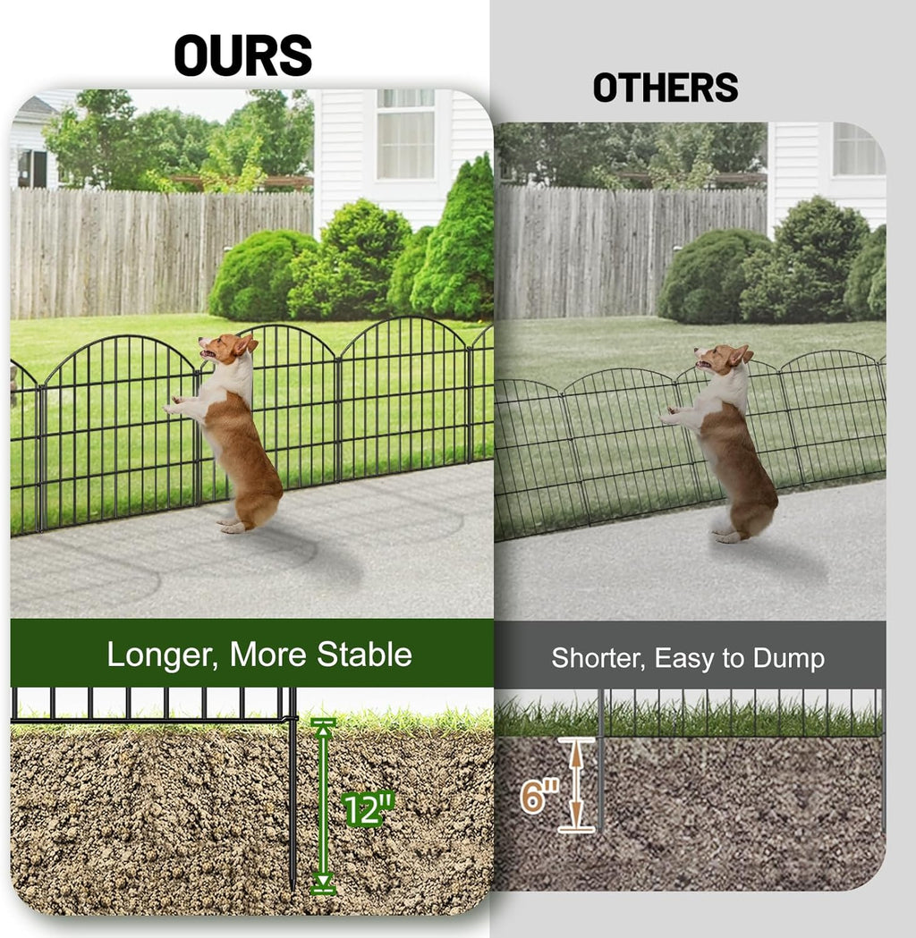 FOREHOGAR Metal Garden Fence 28in (H) x 37.3ft (L), 16 Panels + 17 Stakes Dog Fences Border Fence Animal Barrier, No Dig Garden Fencing for Yard Flower Bed Patio Outdoor, CTW2816 Black