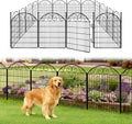 COLRASN 15 Panels No Dig Decorative Garden Dog Fence Outdoor for Yard, 33in(H) x 36.25ft(W) with Latch Tall Animal Barrier Fenceing Panels, Rustproof Ground Stakes Temporary Wire Screen for Patio