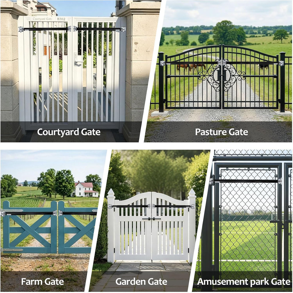TB600 Outdoor Heavy Duty Gate Closer for 150 to 250 Pounds – Upgraded Hydraulic Gate Closer, Fits 48–78 Inch Gates – Ideal for Farm, Backyard, Pool, and Property Fencing (Black)