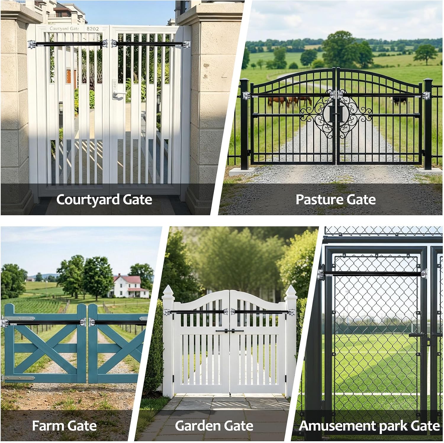 TB600 Outdoor Heavy Duty Gate Closer for 150 to 250 Pounds – Upgraded Hydraulic Gate Closer, Fits 48–78 Inch Gates – Ideal for Farm, Backyard, Pool, and Property Fencing (Black)