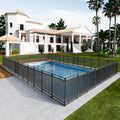 92ft x 32in Removable Pool Fence, 35 Panel & 5 Gates In-Ground Safety Barrier for Pets, Reinforced Metal Fencing for Patio & Garden, Black-Silver