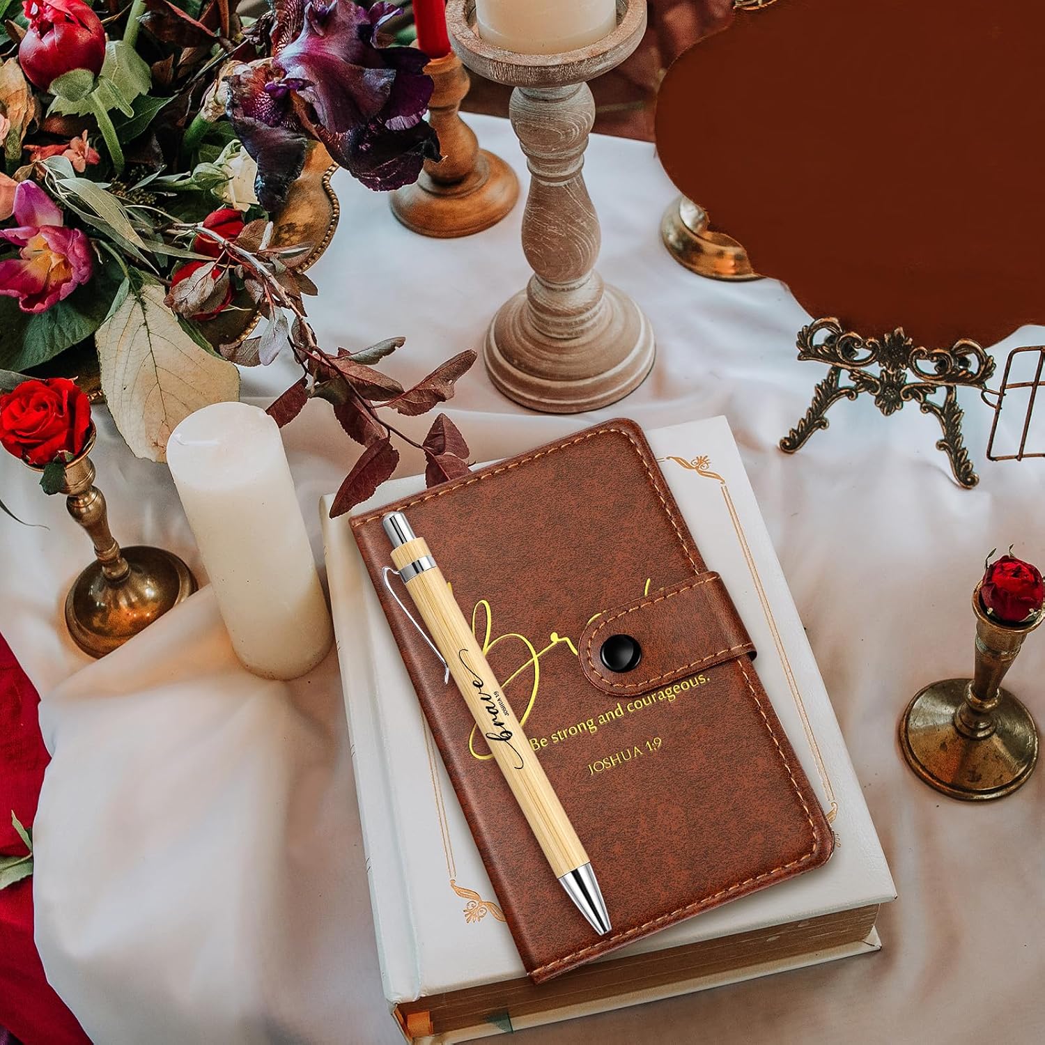Spakon 200 Pcs Father's Day Christian Gifts Bulk Leather Prayer Journal Religious Scripture Notebook with Bible Verse Pens for Graduation Coworker Women Men Church Members (English Bible Words)