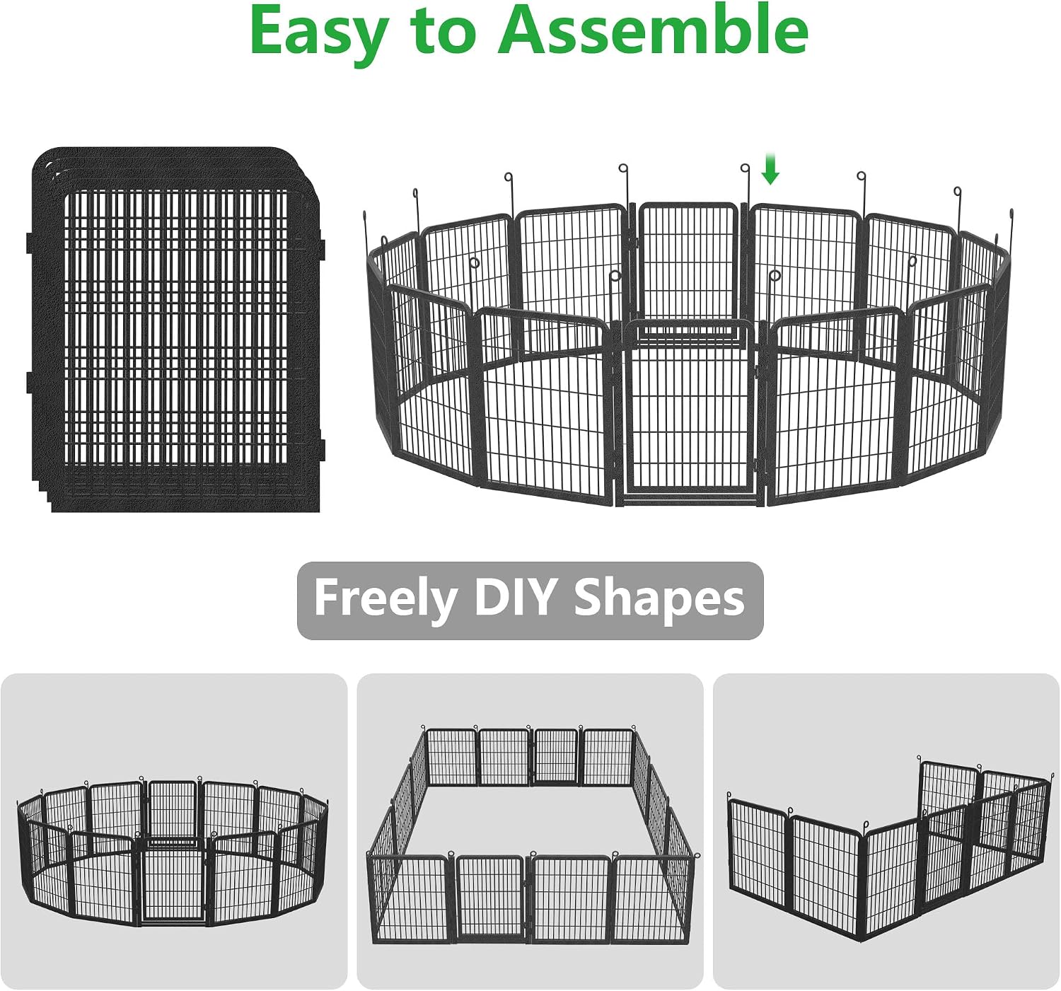 Dog Playpen Outdoor, 32' Height 14 Panels Pet Fence with Low Threshold Full Gate, Large Dog Fence Outdoor for Yard, Heavy Duty Pet Playpen Metal Play Pen Fence for RV Camping