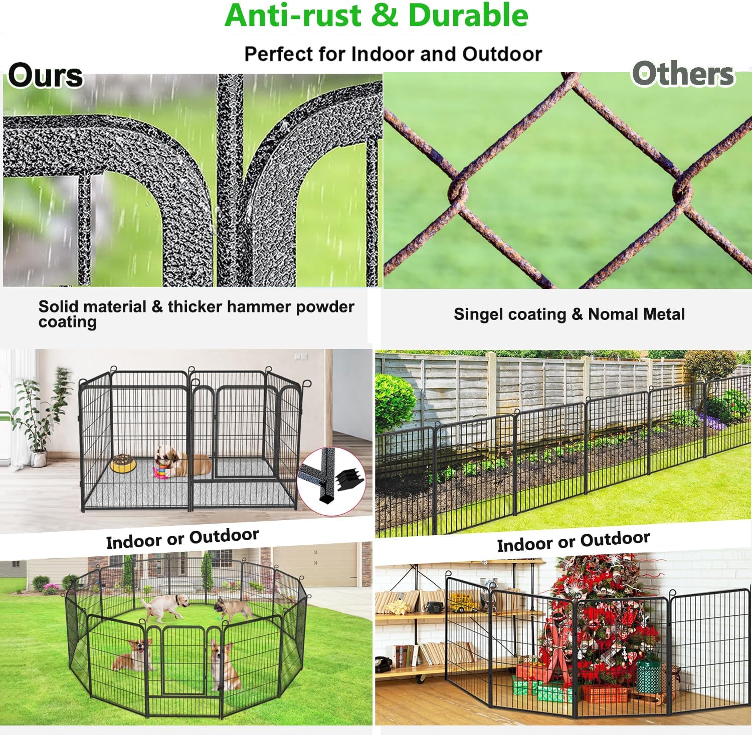 No Dig Decorative Garden Fence with Gate Rustproof Metal Fence Panels, 40in(H) x 53Ft(L) Garden Fencing for Yard 20 Panels Animal Barrier Fence for Dogs, Rabbit, Patio