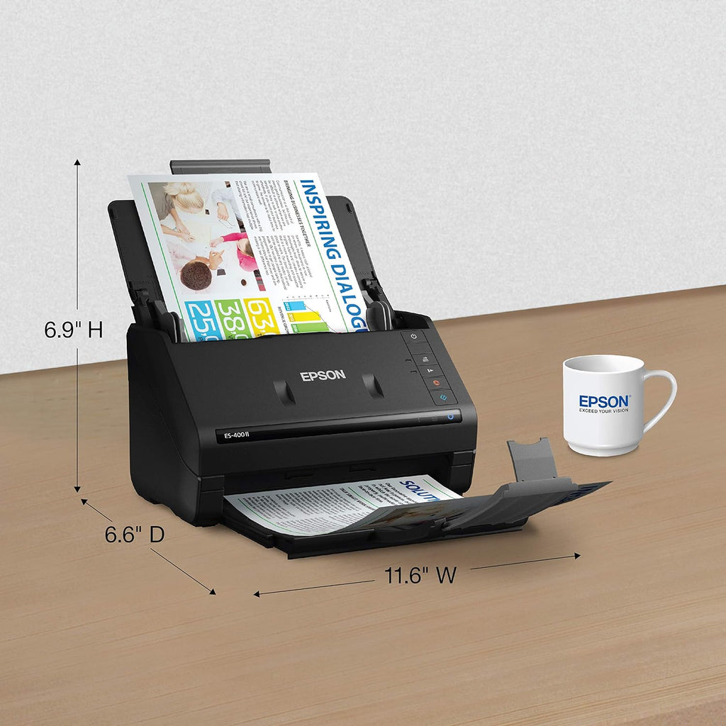 Epson Workforce ES-400 II Color Duplex Desktop Document Scanner for Computers Including PC and Mac with Auto Document Feeder and Image Adjustment Tools