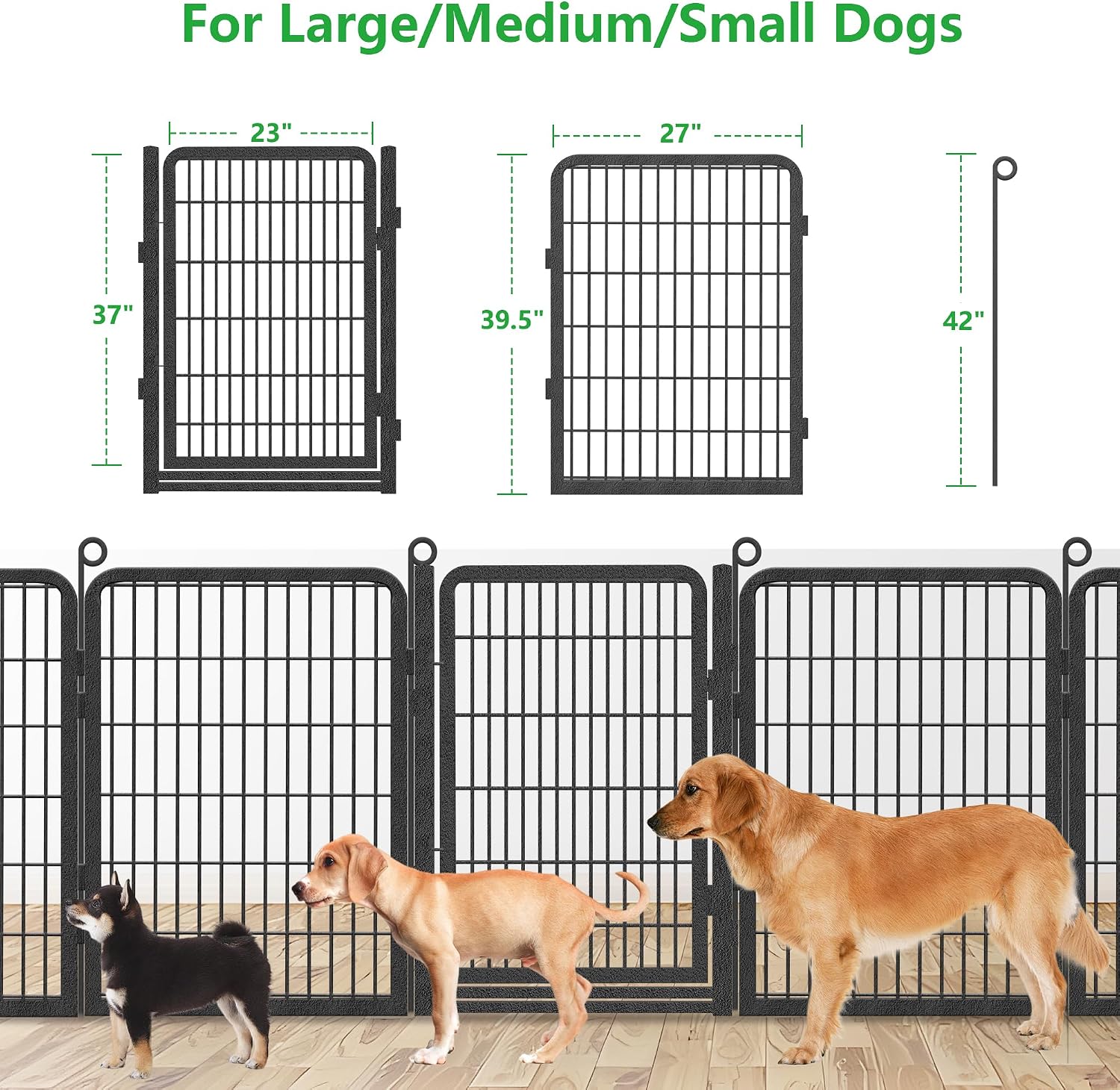 Decorative Garden Fence with Gate, 40 in(H) x 45 ft(L) Rustproof Metal Fence Panels No Dig Fence with Full Panel Gate, Dog Fence Outdoor for Yard, Animal Barrier Garden Fencing for Yard