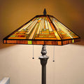 Capulina Tiffany Lamp Antique Amber Brown Stained Glass Floor Lamp 2-Light