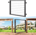 Outdoor Gate Integrated Welding Cable Railing Gate for Wood Metal Cable Railing System Stainless Steel Fence Gate (Left Hand in Swing, Black)