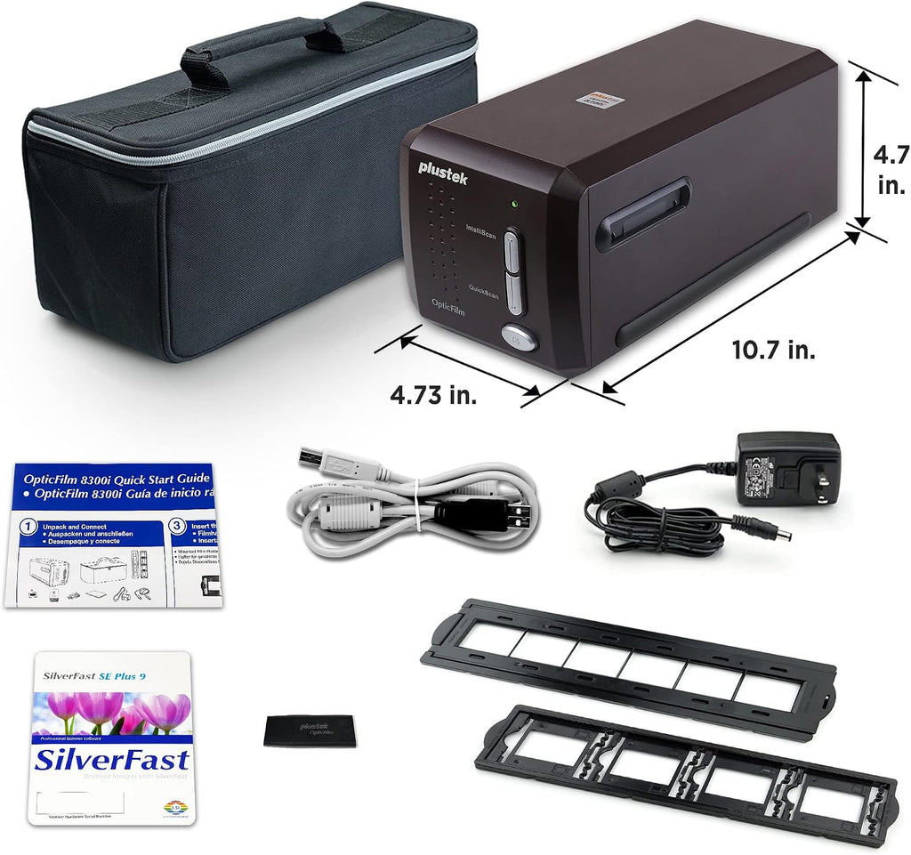 Plustek OpticFilm 8300i SE - 35mm Negative Film Stripe & Slide Scanner with 38% scan Speed Increase, Bundle SilverFast SE Plus 9 + QuickScan Plus, Support Mac and Windows.