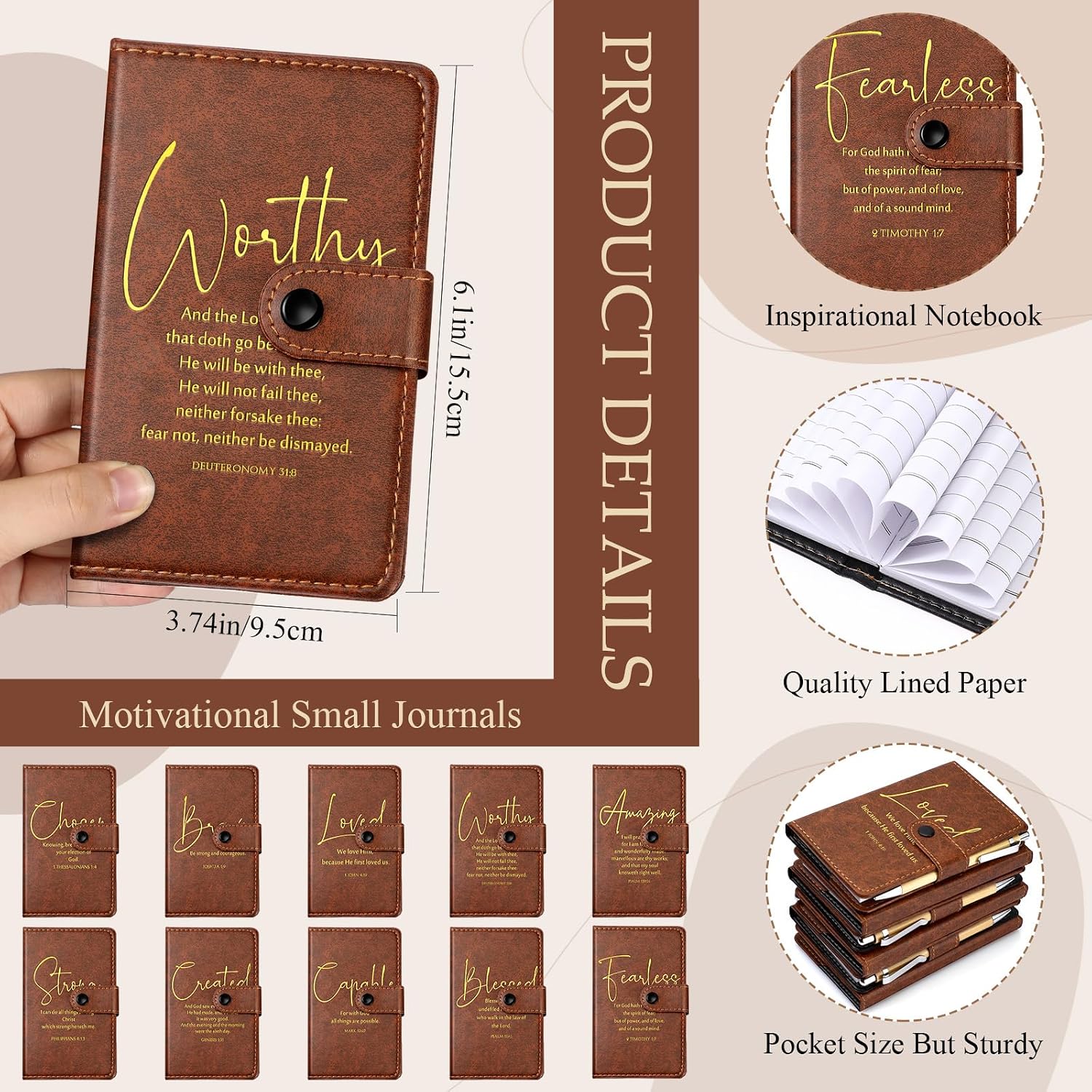 Spakon 160 Pcs Father's Day Christian Gifts Bulk Leather Prayer Journal Religious Inspirational Notebook with Bible Verse Pen Graduation Gift for Coworker Women Men Church Member(English Bible Words)