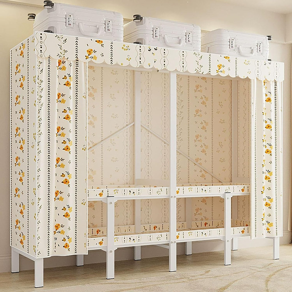 Foldable Clothe Rack with Cover, Portable Closet, 51.1in Portable Closet Wardrobe Freestanding Clothing Coat Storage Rack Garment Rack for Hanging Clothes
