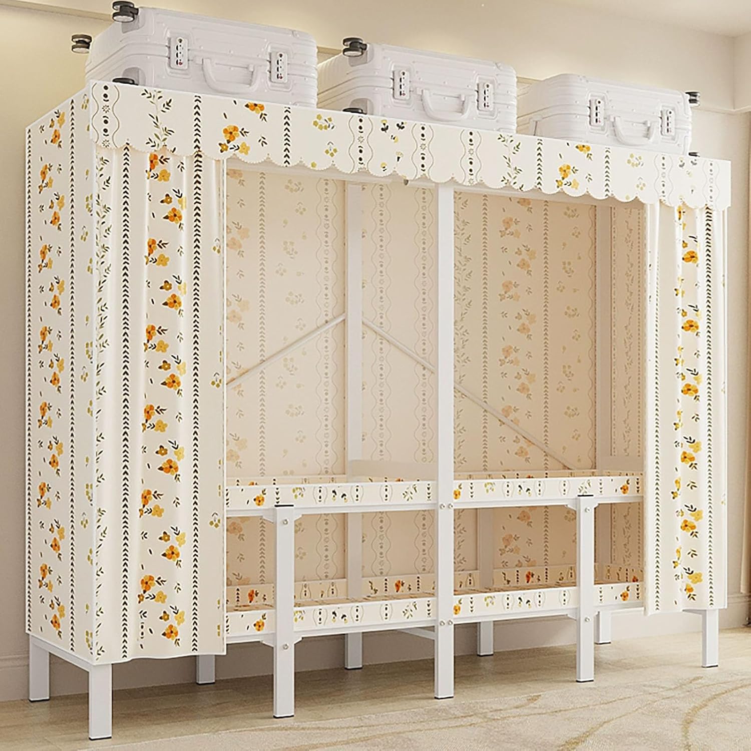 Foldable Clothe Rack with Cover, Portable Closet, 51.1in Portable Closet Wardrobe Freestanding Clothing Coat Storage Rack Garment Rack for Hanging Clothes