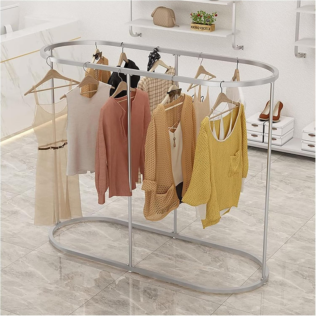 Modern Clothing Metal Hanging Rod Floor Standing Clothes Rack for Bedroom Hall and Boutique Freestanding Garment Rack in