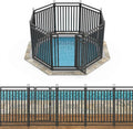 18ft x 40in Removable Pool Fence, 7 Panel & 1 Gate In-Ground Safety Barrier for Pets, Reinforced Metal Fencing for Patio & Garden, Black-Silver