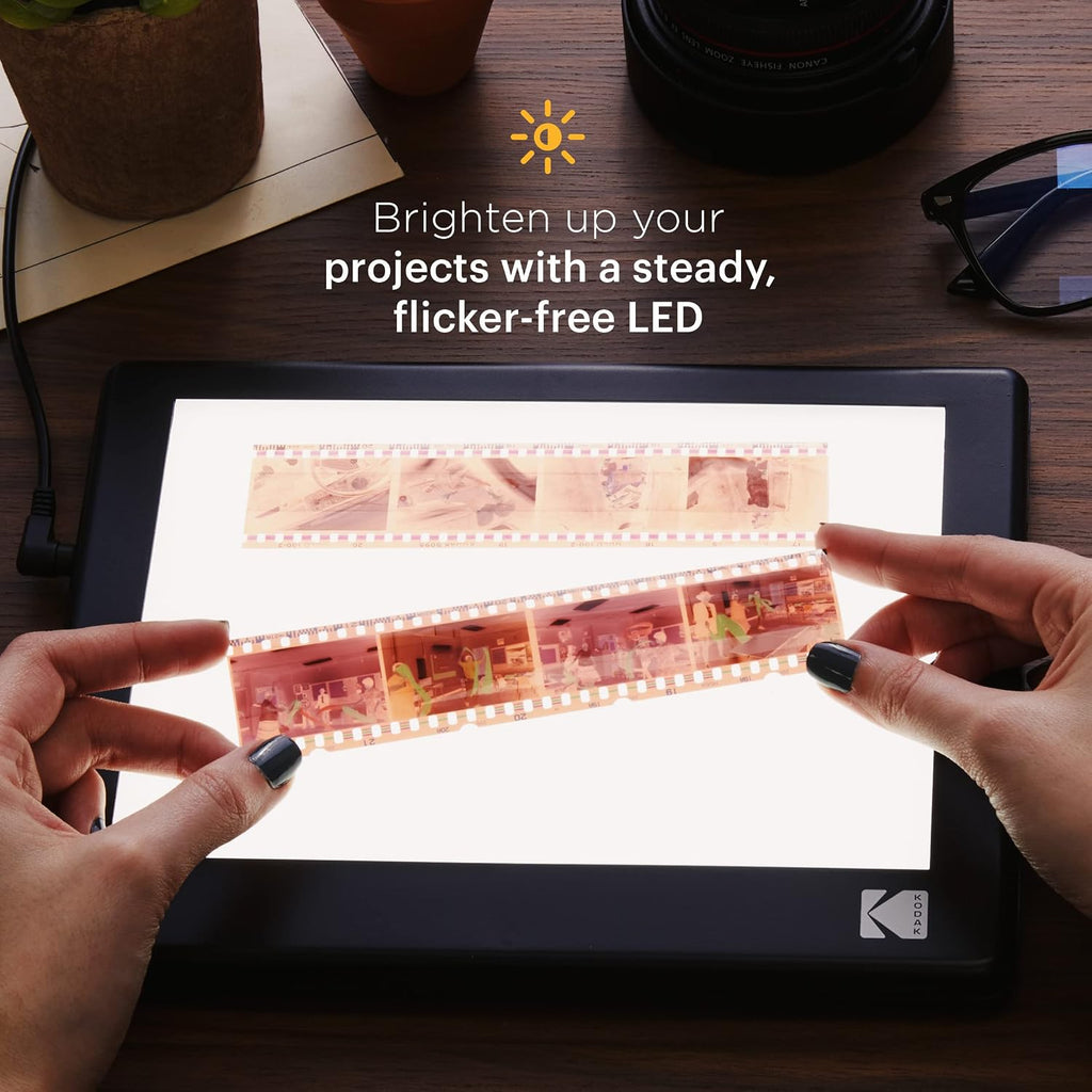 KODAK LED Light Box 12'x8' for Negatives, Slides & Film | Illuminated Board Panel & LED Light Pad for Viewing & Scanning Photos, Tattoo Drawing, Artist Sketching & Stenciling | Glare-Free, USB Powered