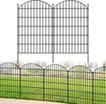 FOREHOGAR Metal Garden Fence 42in (H) x 23.3ft (L), 10 Panels + 11 Stakes Dog Fence Border Fence Animal Barrier, No Dig Garden Fencing for Yard Flower Bed Lawn Patio Outdoor, CTW4210 Black