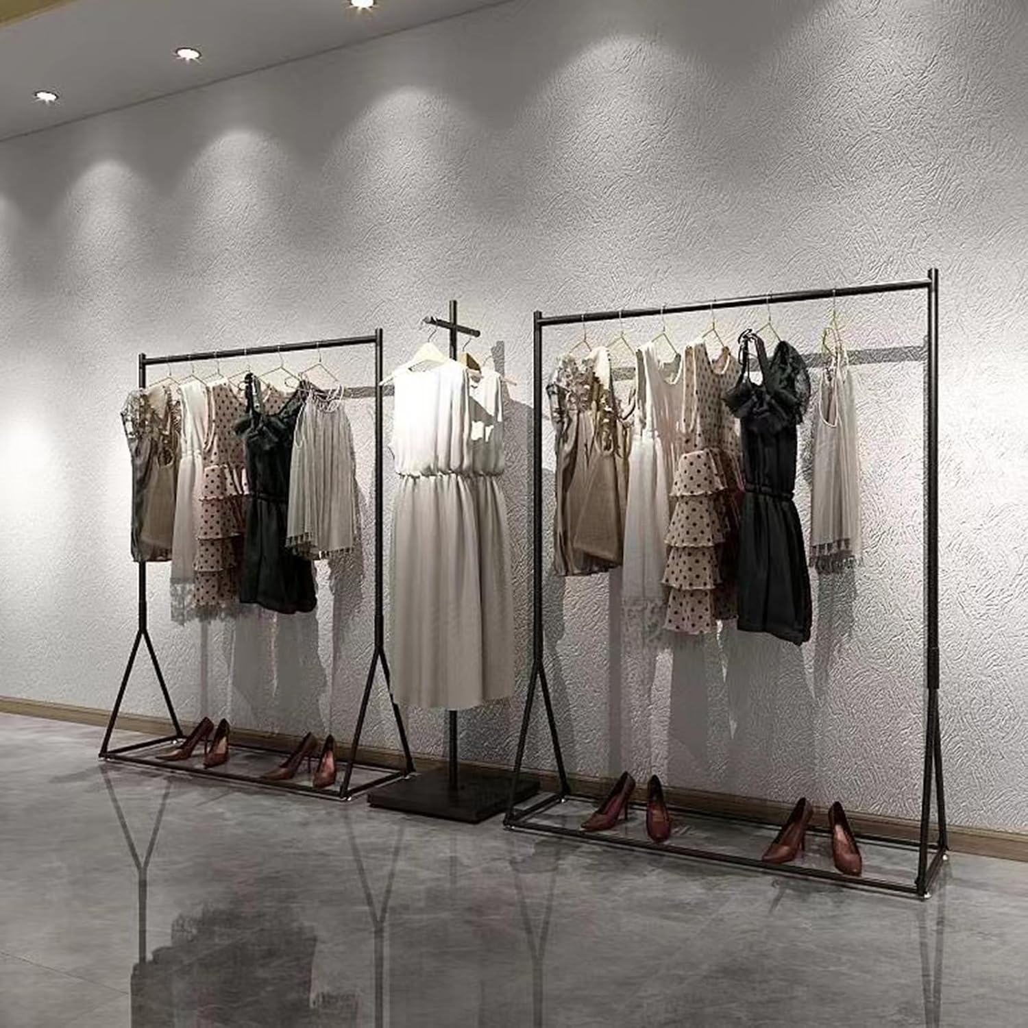 Heavy Duty Coat Rack, Garment Rack Commercial Metal Clothes Rail Heavy Duty Clothing Hanging Display Rack Freestanding Clothes Stand for Bedrooms and Boutiques Easy to Assemble (100X40X160CM)