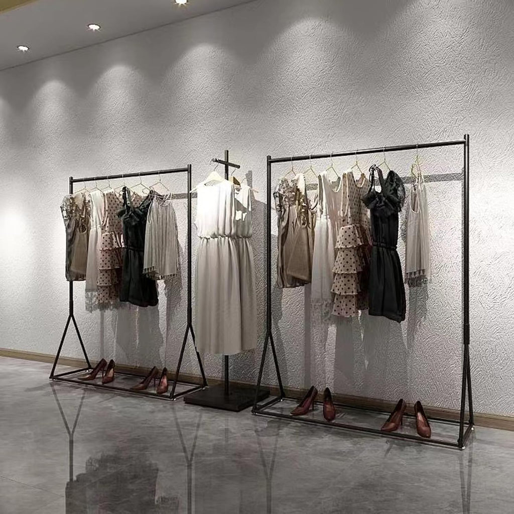 Heavy Duty Coat Rack, Garment Rack Commercial Metal Clothes Rail Heavy Duty Clothing Hanging Display Rack Freestanding Clothes Stand for Bedrooms and Boutiques Easy to Assemble (120X40X160CM)