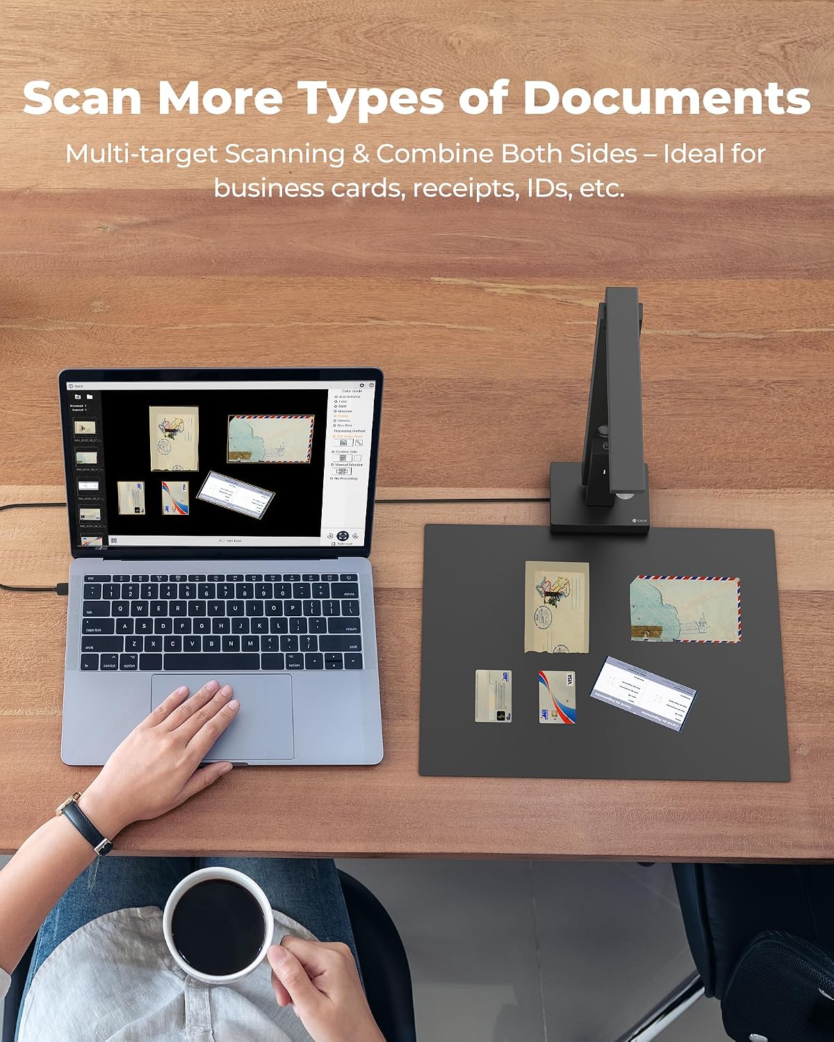 CZUR Portable 12MP Document Scanner, USB Document Camera, Fast Scan 1s/Page, Capture Size A4, OCR Function, Travel-Friendly Mobile Scanner for Mac & Windows, Lens1200 Pro (Not for Books)