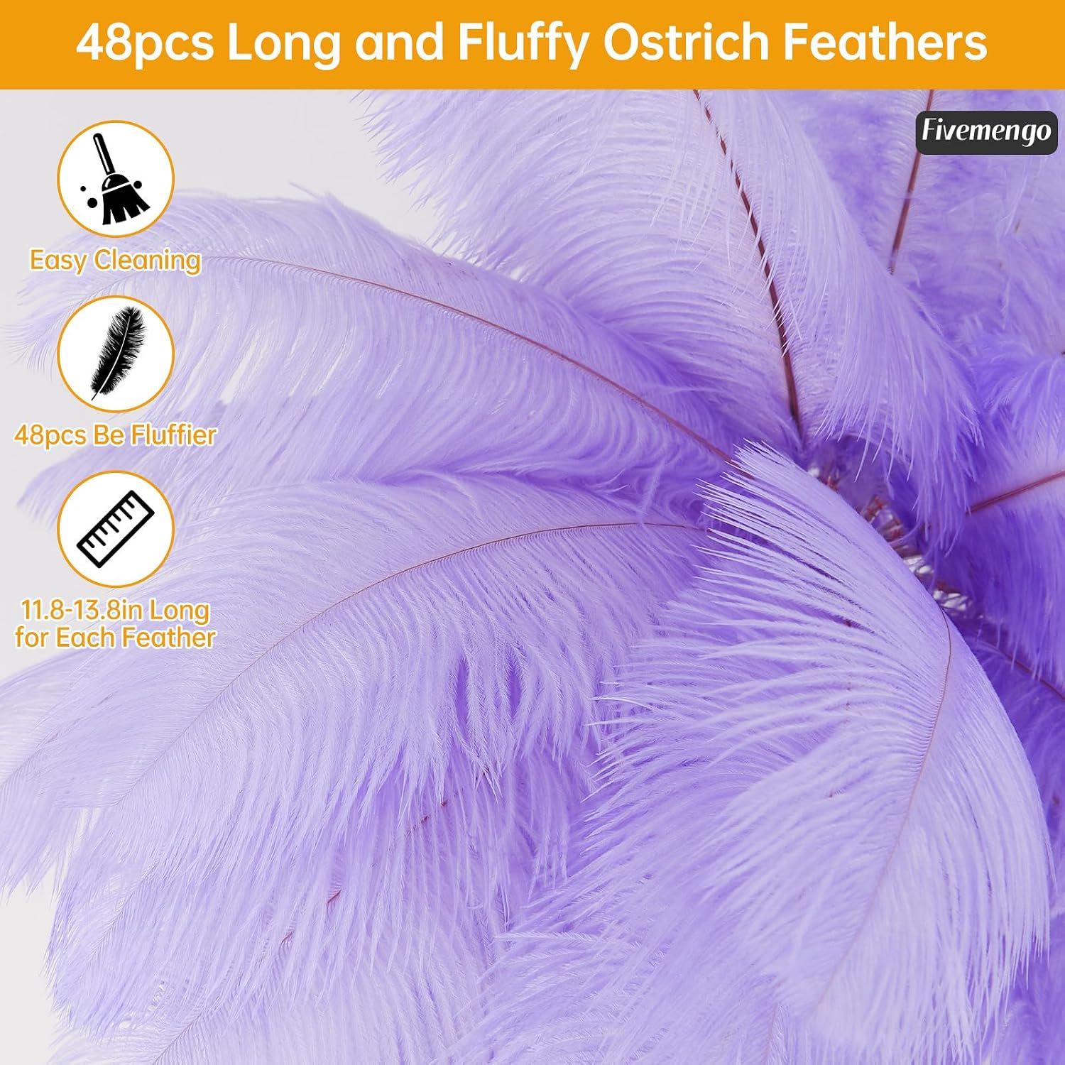 Feather Floor Lamp for Living Room, Fluffy Ostrich Feathers Lamp, Rose Gold Color Body, 3 Color Temperatures Modern Funky Tall Standing Lamp for Bedroom Inclued LED Bulbs (Light Purple)