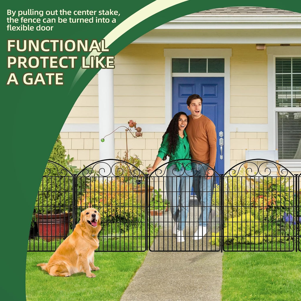 COLRASN 10 Panels No Dig Decorative Garden Dog Fence Outdoor for Yard, 40in(H) x 24.16ft(W) Tall Animal Barrier Fenceing Panels, Rustproof Ground Stakes Temporary Wire Screen for Patio