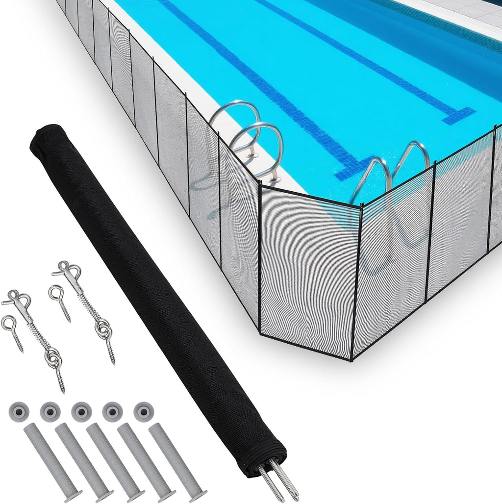GarveeLife Pool Fence 4 ft x 108 ft, 320GSM Teslin Mesh with Stainless Steel Frame for Inground/Above Ground Pools, Swimming Pool Fence for Backyard Garden Pool Safety