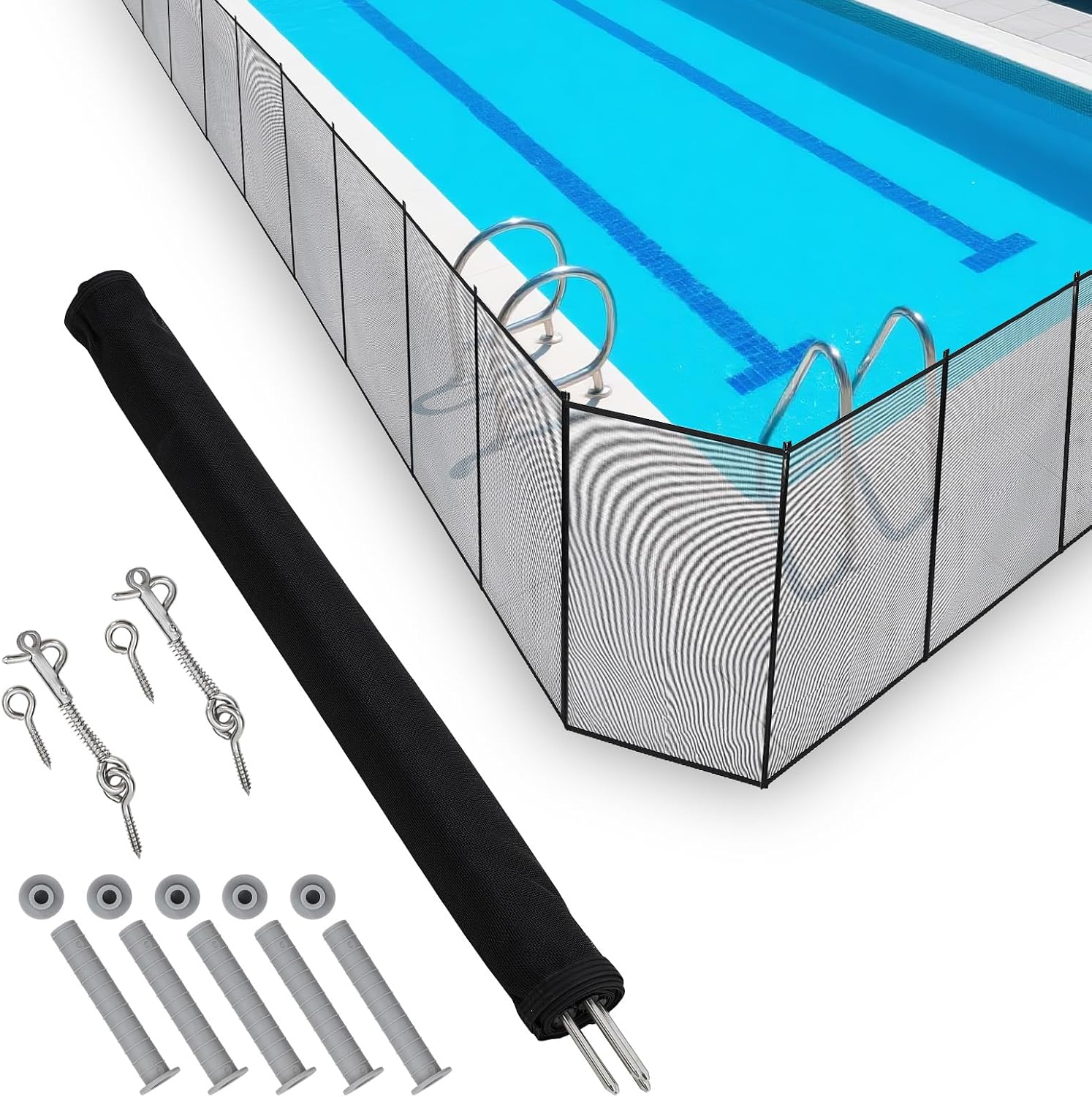 GarveeLife Pool Fence 4 ft x 108 ft, 320GSM Teslin Mesh with Stainless Steel Frame for Inground/Above Ground Pools, Swimming Pool Fence for Backyard Garden Pool Safety