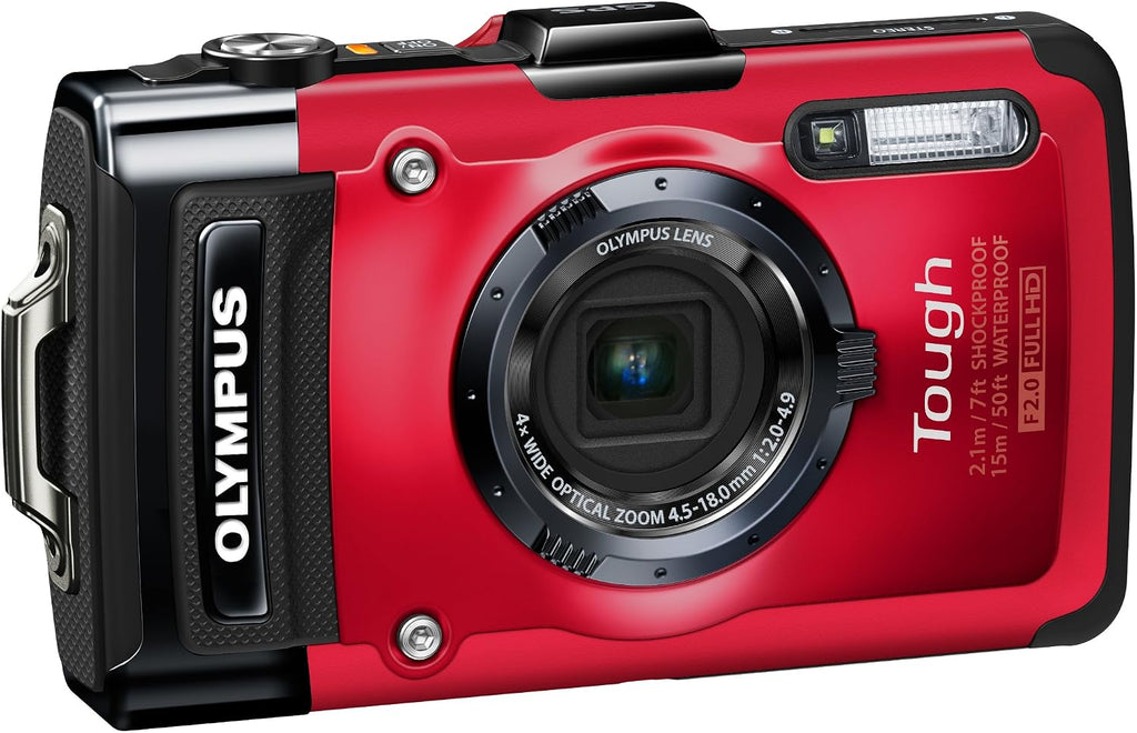 OM SYSTEM Olympus Stylus TG-2 iHS Digital Camera with 4X Optical Zoom and 3-Inch LCD (Red) (Old Model)