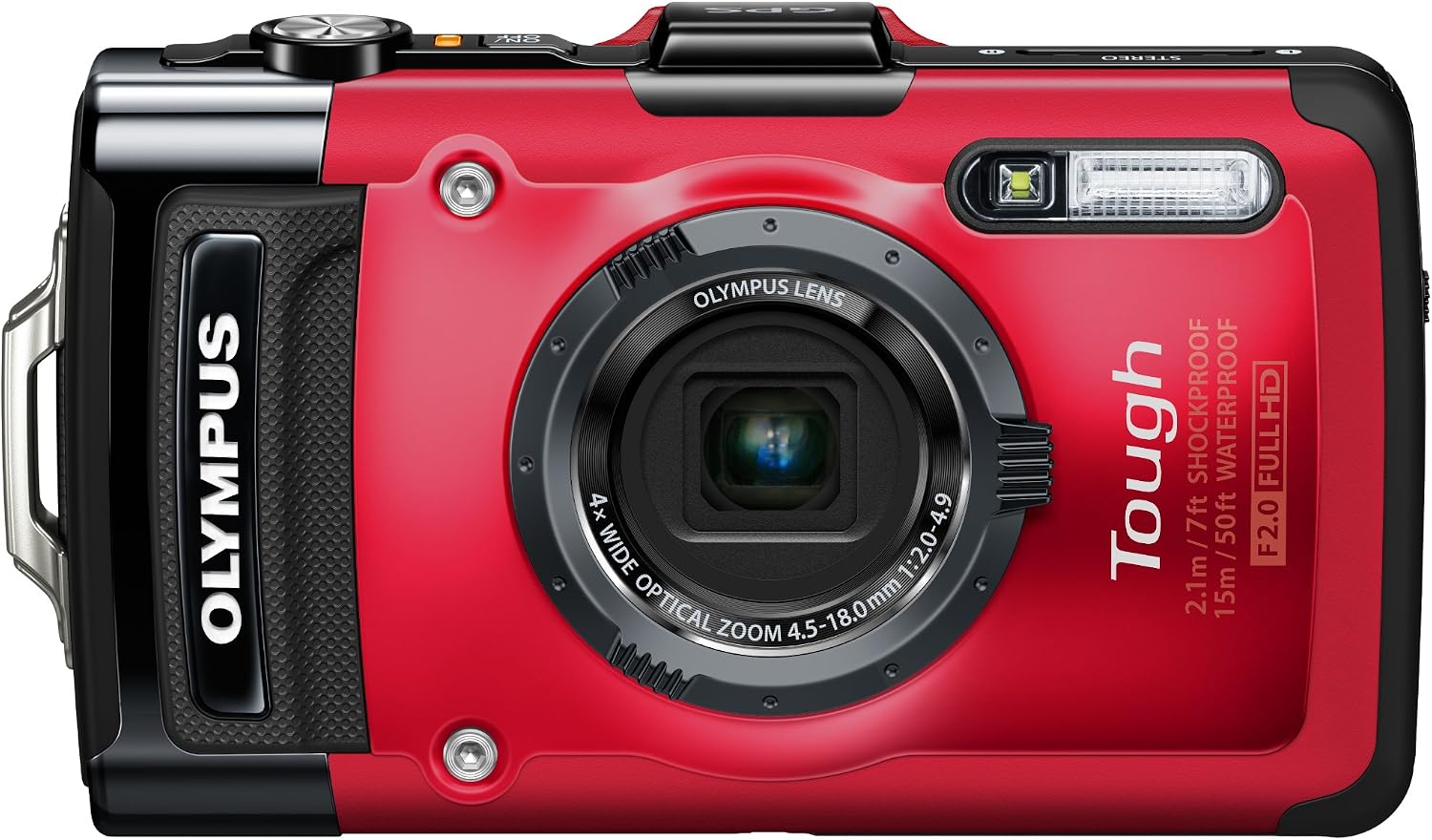 OM SYSTEM Olympus Stylus TG-2 iHS Digital Camera with 4X Optical Zoom and 3-Inch LCD (Red) (Old Model)