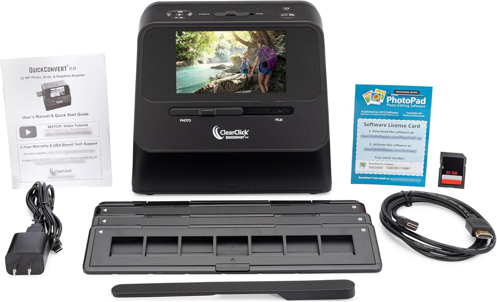 ClearClick QuickConvert 2.0 Photo, Slide, and Negative Scanner - Scan 4x6 Photos & 35mm, 110, 126 Film - No Computer Required - 22 MegaPixels